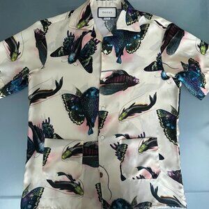 Gucci Flying Fish Silk Bowling Shirt